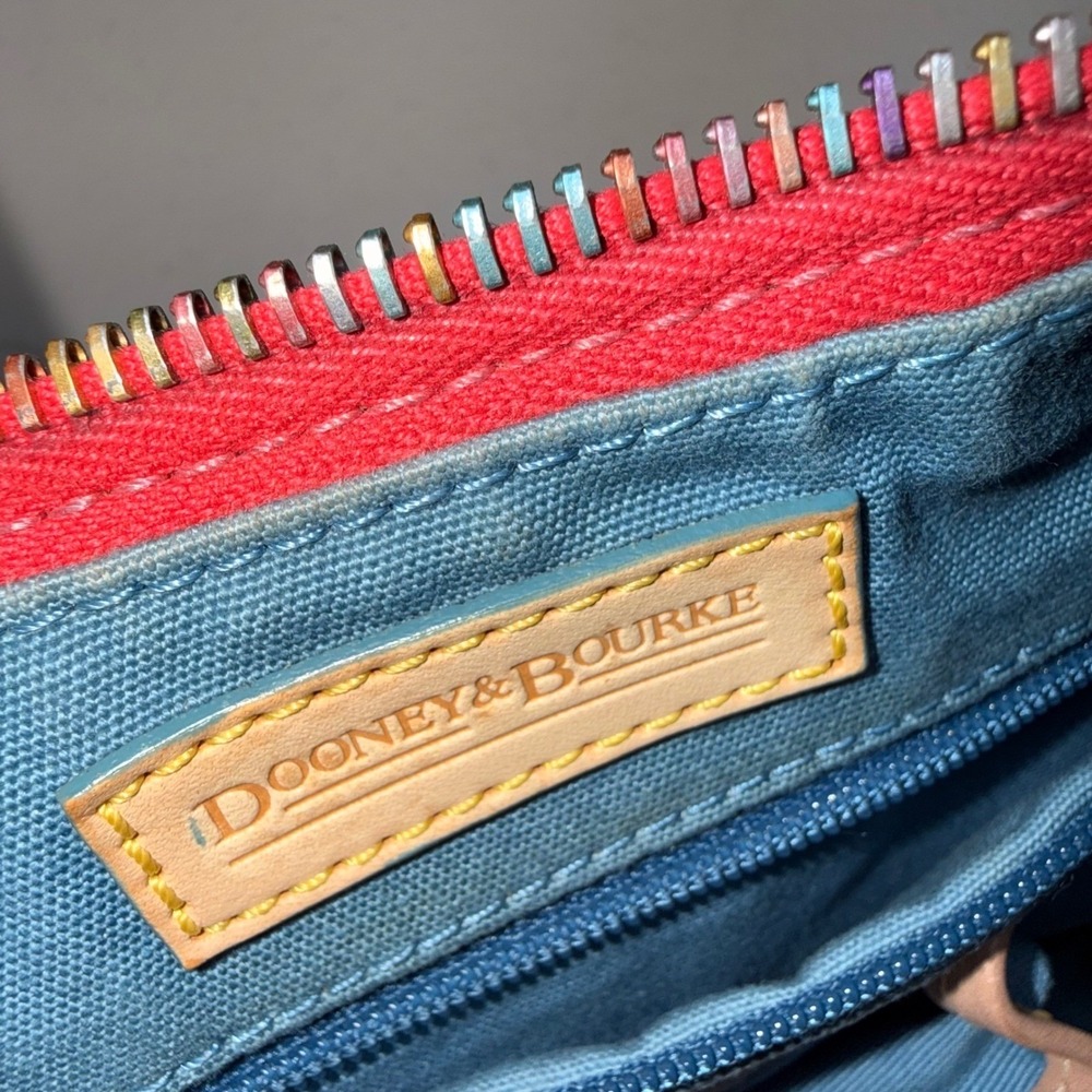 Dooney & Bourke Rainbow Monogram Red Coated Canvas Hobo Bag Y2K Vintage Medium - Picture 11 of 16